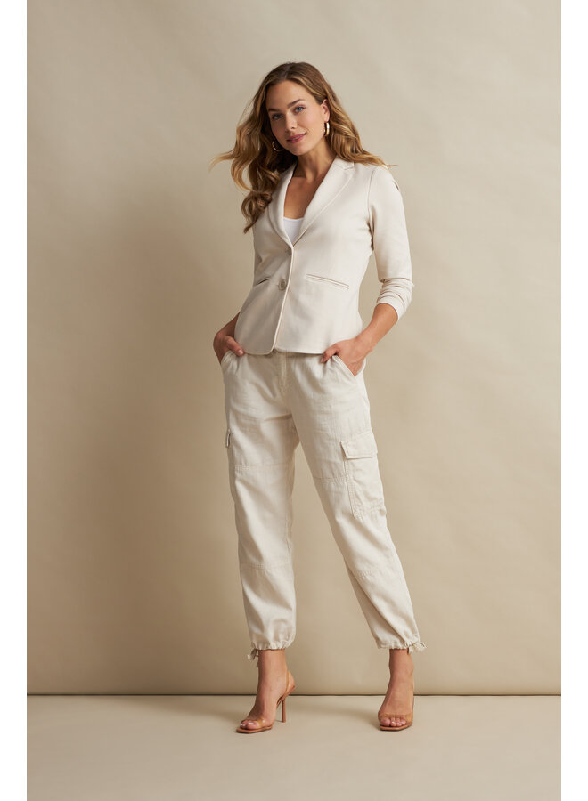 Broek Conny cargo cotton/linen pearl