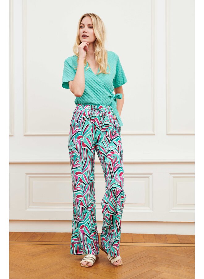 Broek Cassidy palm leaves print