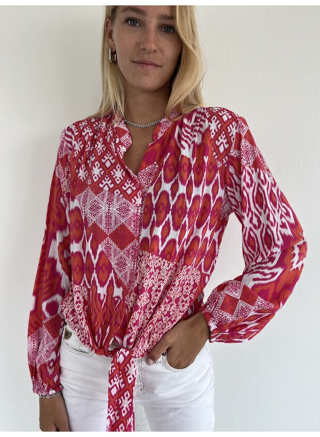 Blouse Ayana patchwork pink