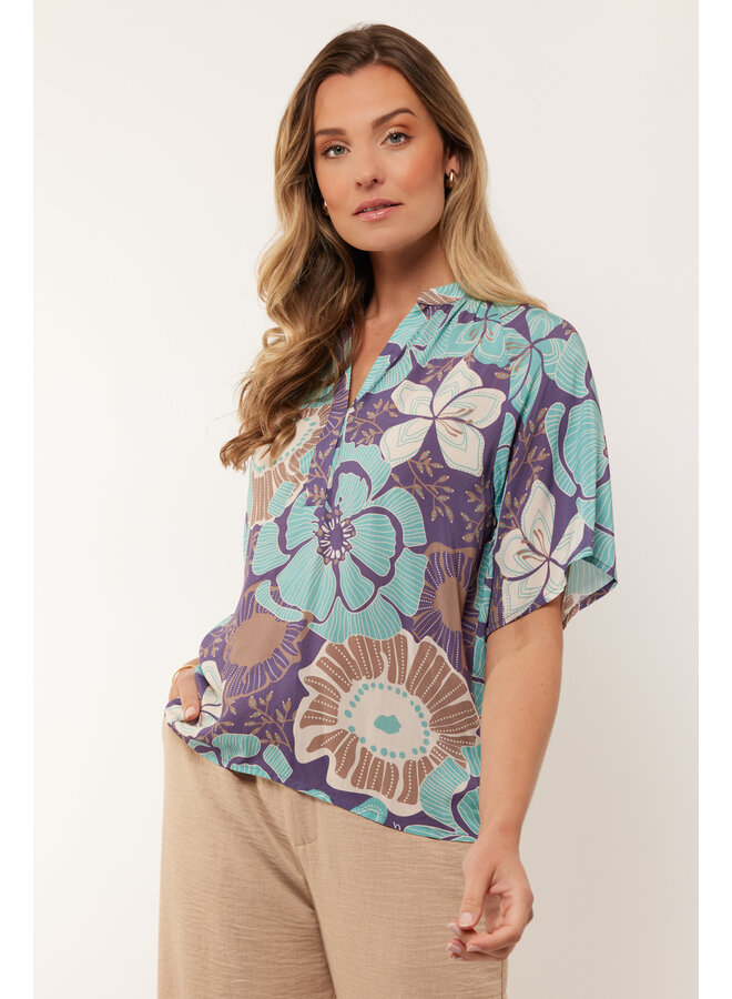 Top Giselle gray grape/green mint
