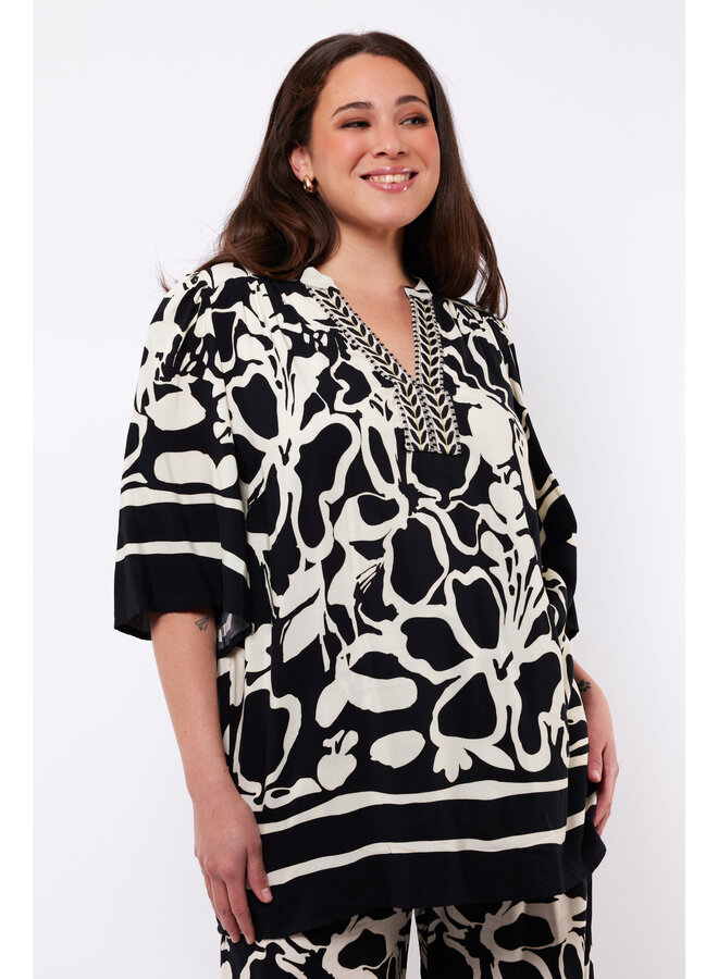 Top Faye black/ecru