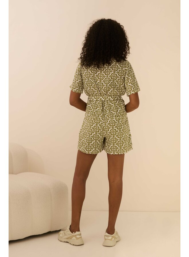 Playsuit Franceska green element print