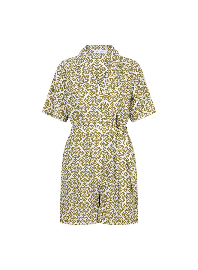 Playsuit Franceska green element print