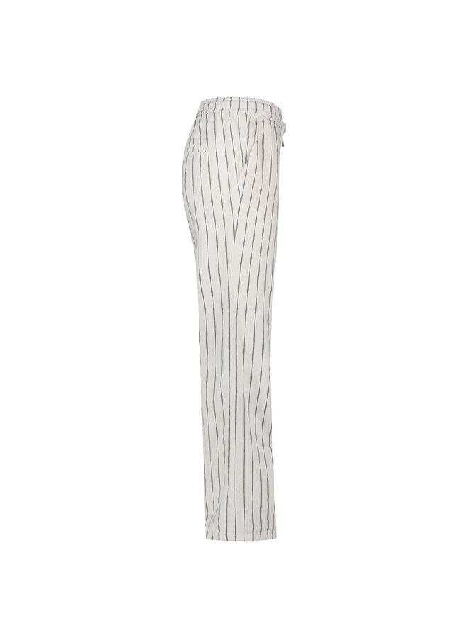 Broek Colette cotton linen stripe navy
