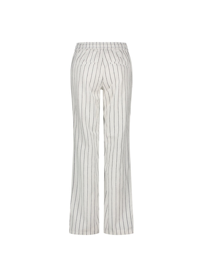 Broek Colette cotton linen stripe navy