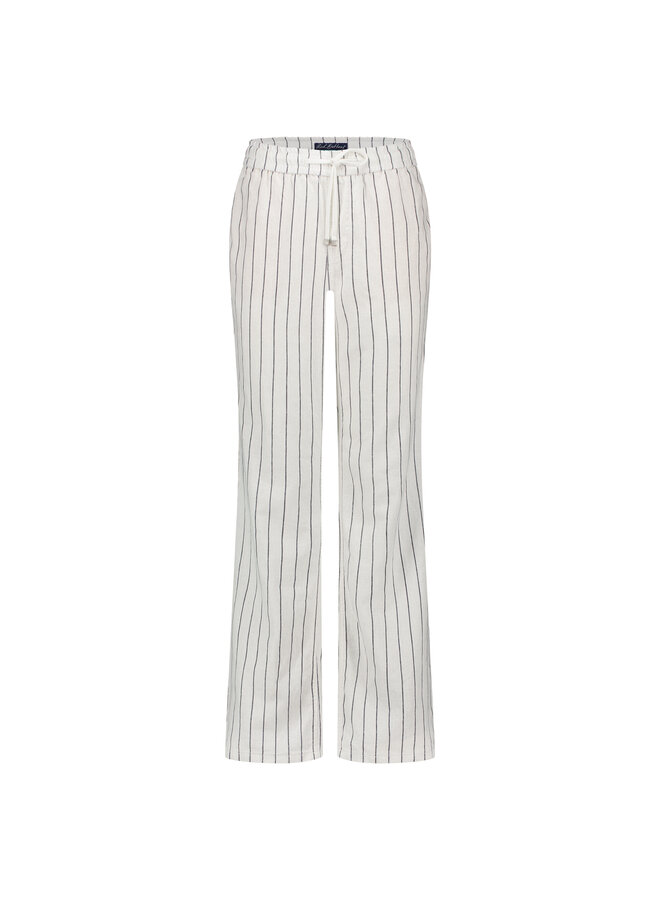 Broek Colette cotton linen stripe navy