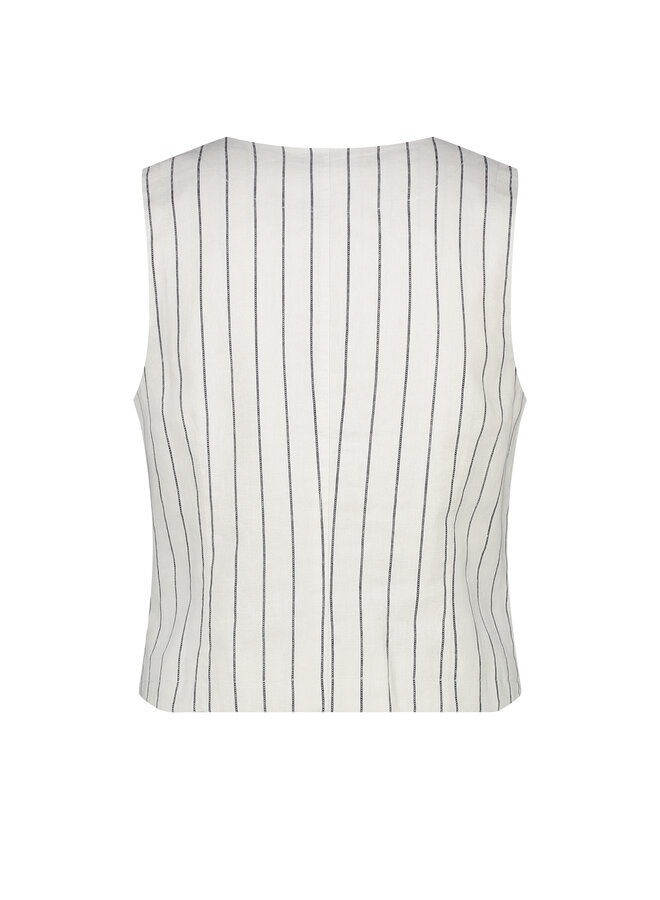 Gilet Waistcoat cotton linen stripe navy