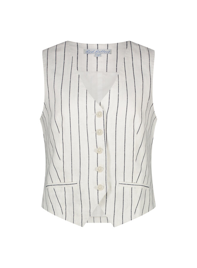 Gilet Waistcoat cotton linen stripe navy