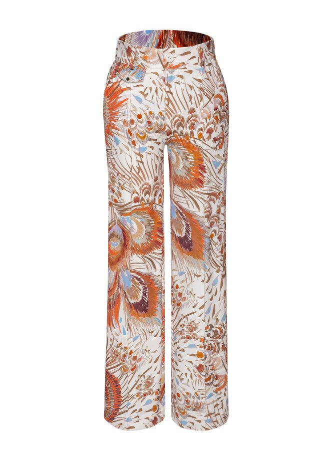 Broek Lise peacock print