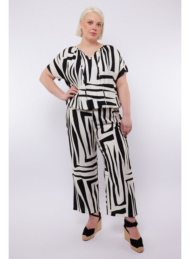 Broek Pepa offwhite/black