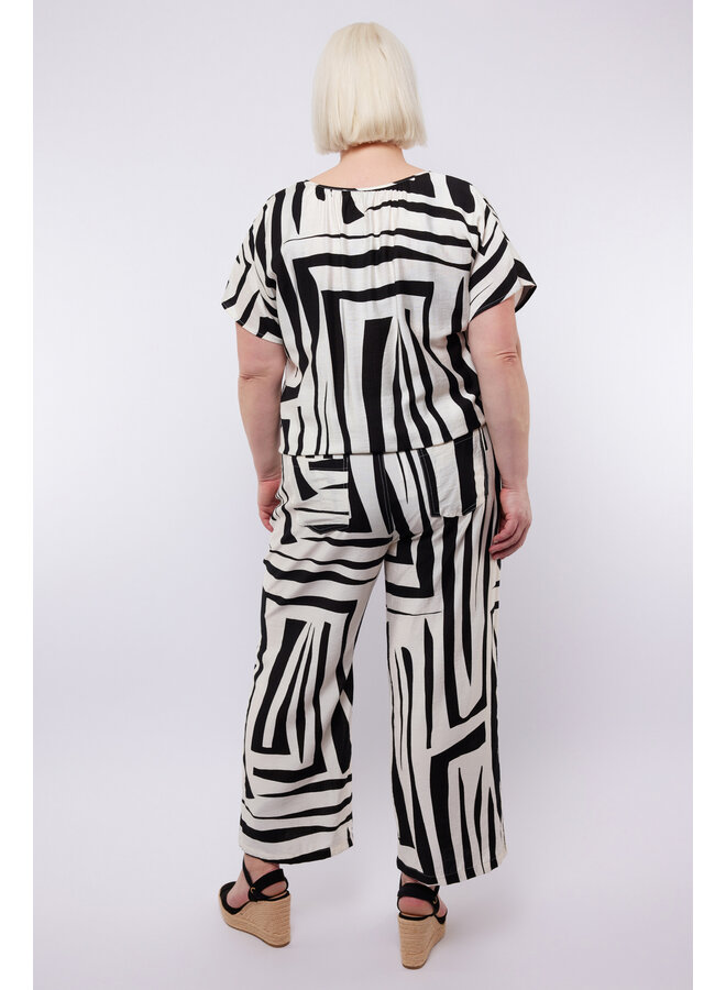 Broek Pepa offwhite/black