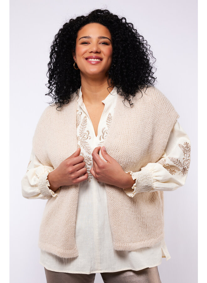 Vest Halle knit cardigan sand