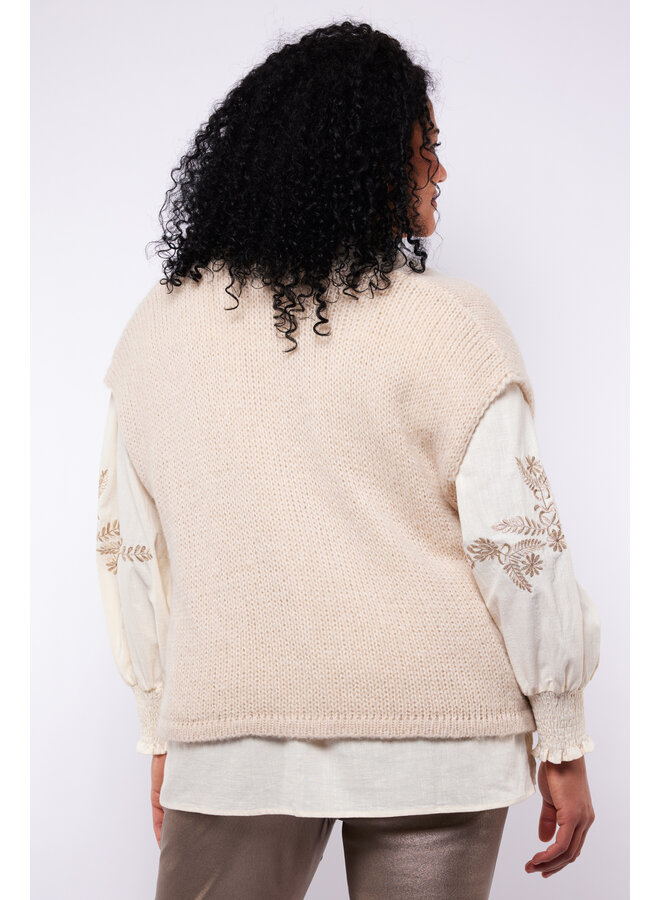 Vest Halle knit cardigan sand