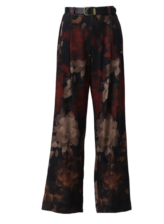 Broek wijd met design & riem B125