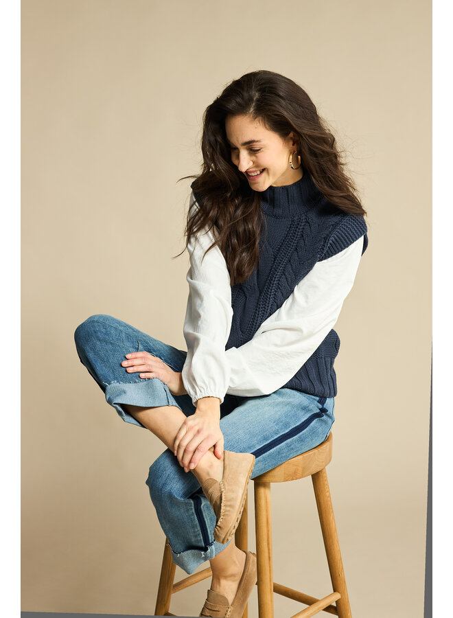 Spencer Sleeveless cable navy