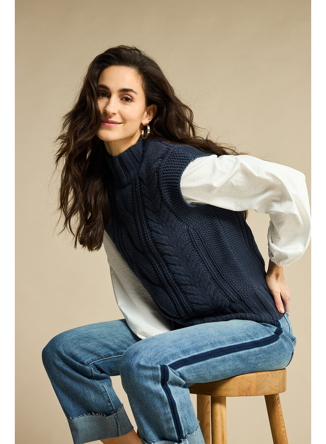 Spencer Sleeveless cable navy