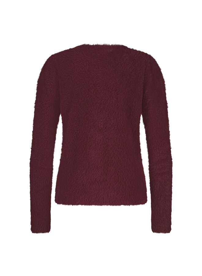 Trui Fuzzy puff sleeve ruby