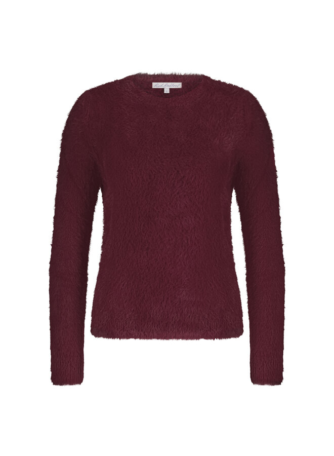 Trui Fuzzy puff sleeve ruby