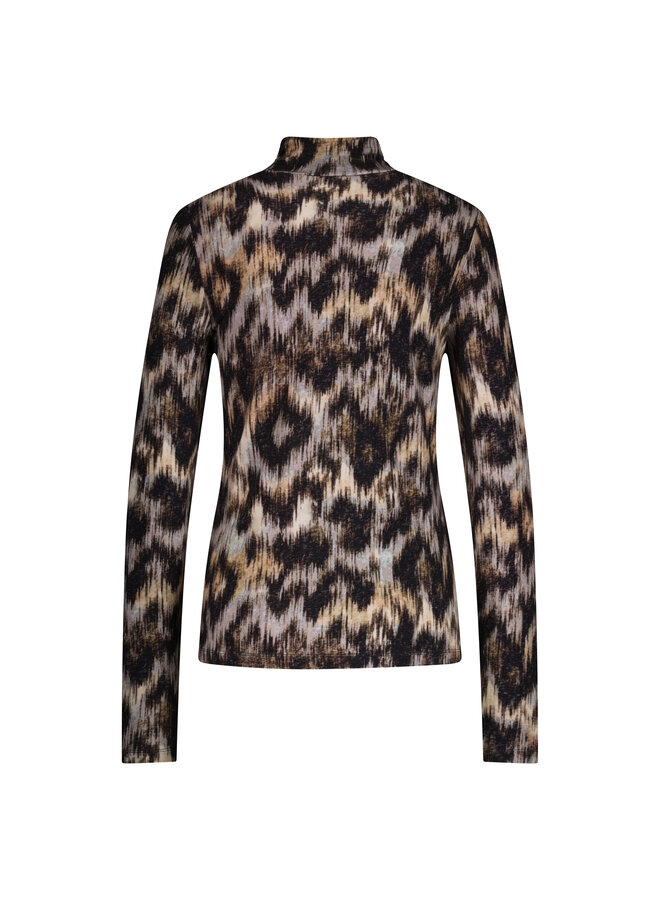 Top Rolinde ethnic print mid brown