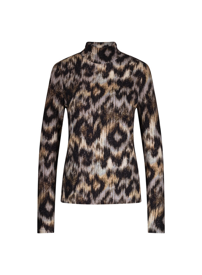 Top Rolinde ethnic print mid brown