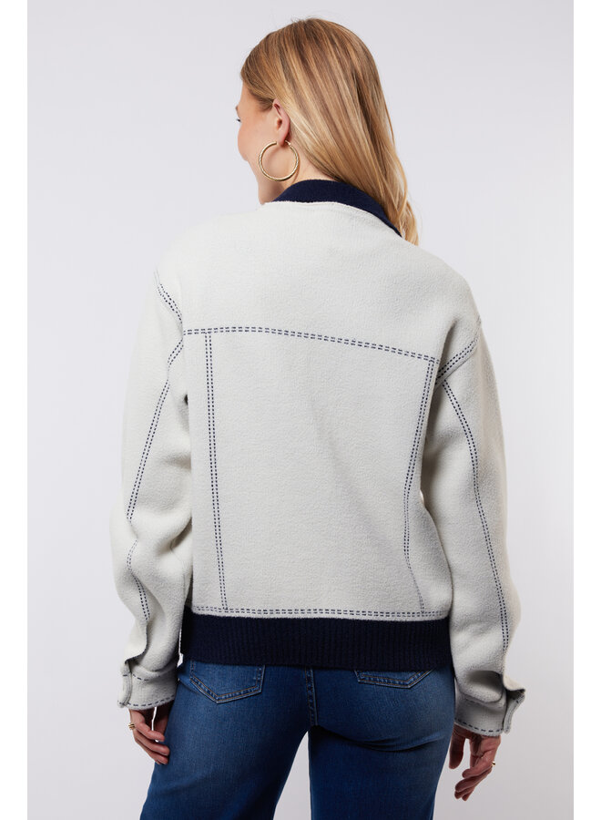 Jacket Clemence wool white/midnight blue