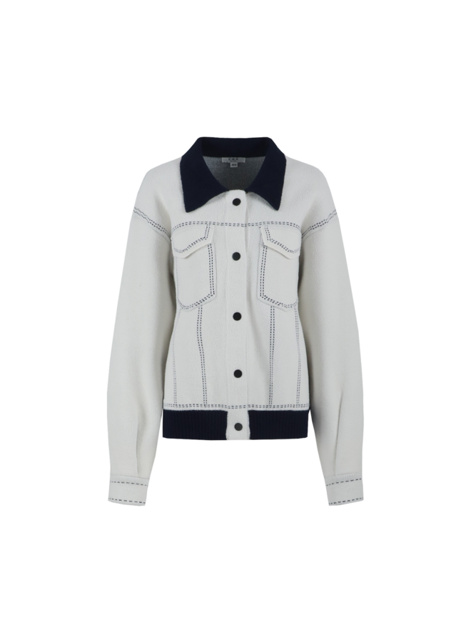 Jacket Clemence wool white/midnight blue