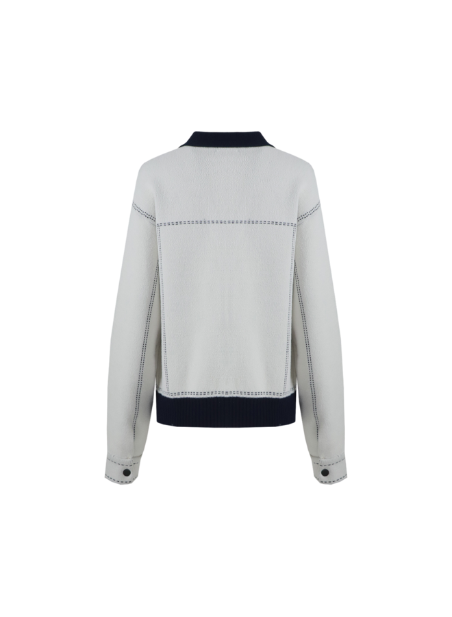 Jacket Clemence wool white/midnight blue