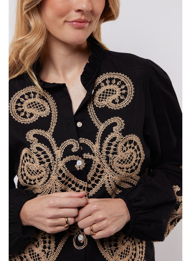 Blouse Lisanne black/light camel