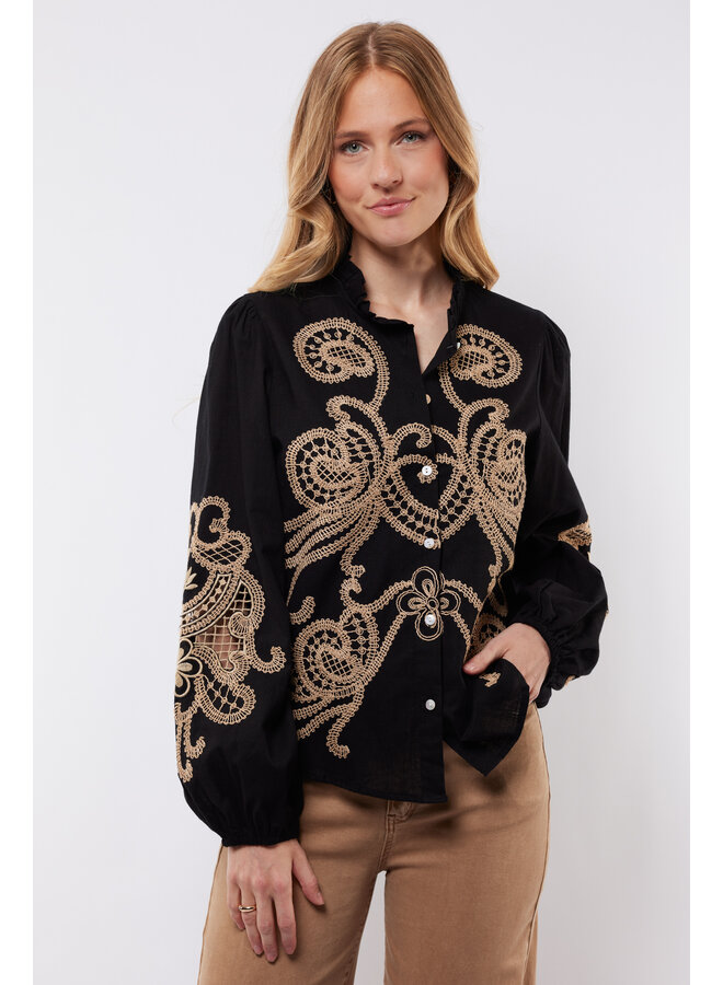 Blouse Lisanne black/light camel