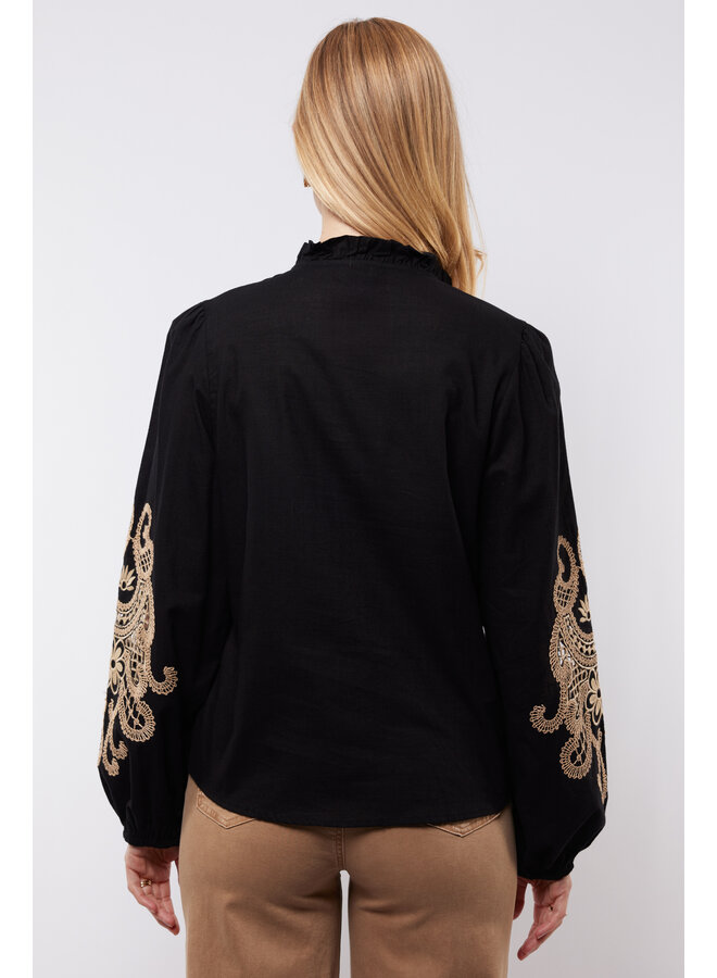 Blouse Lisanne black/light camel