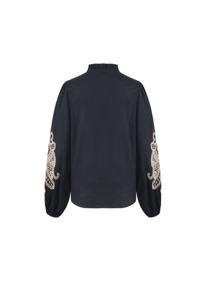 Blouse Lisanne black/light camel