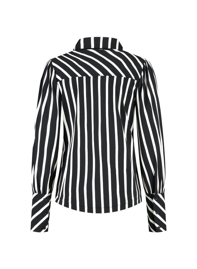Blouse Bente black/wool white stripe