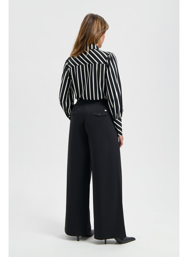 Blouse Bente black/wool white stripe