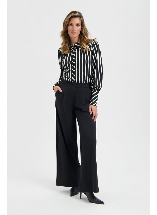 Blouse Bente black/wool white stripe