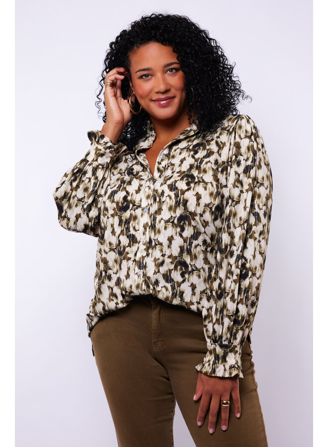 Blouse Charlotte sand/olive green