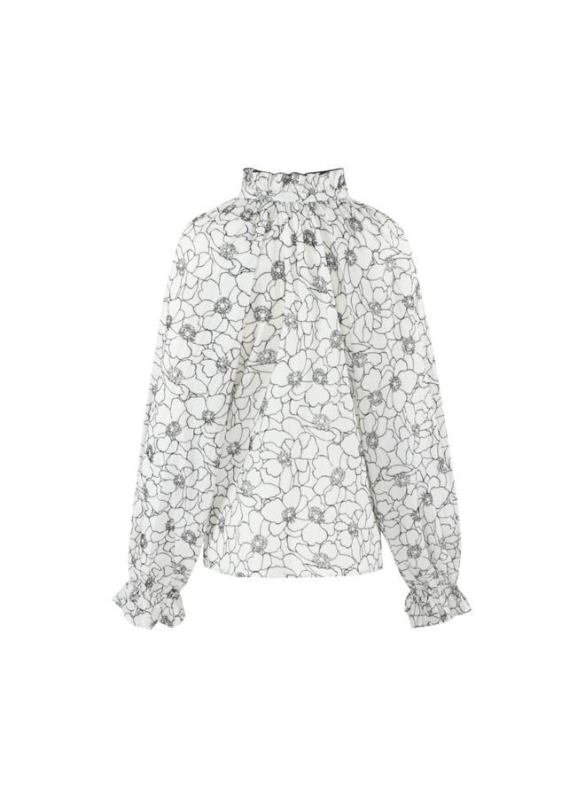 Blouse Lies wool white/black