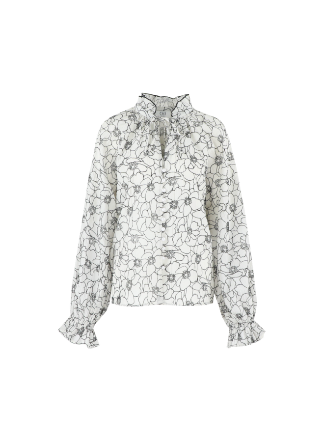 Blouse Lies wool white/black