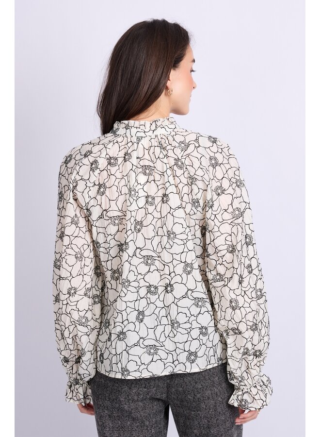Blouse Lies wool white/black