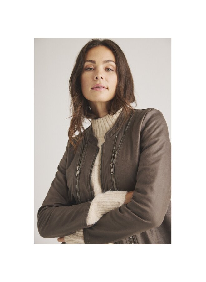Jacket Athena Coated suede capers