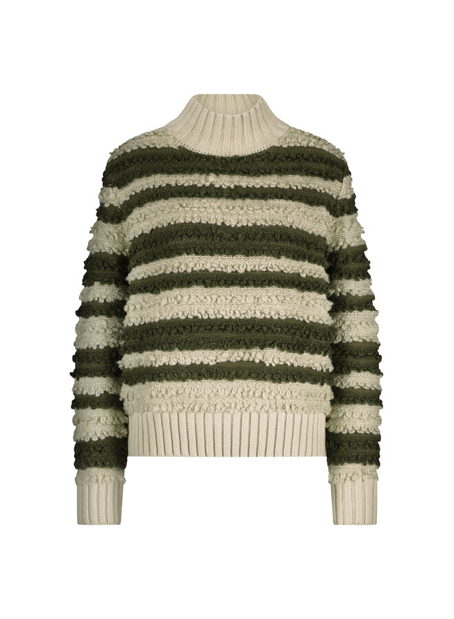 Trui Loops & stripe khaki