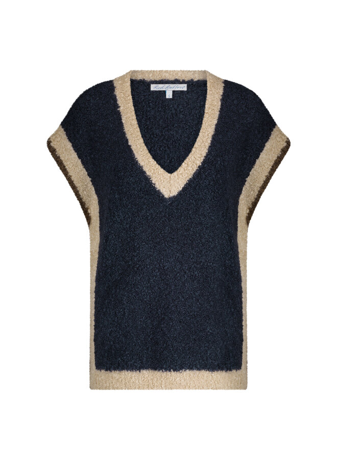 Spencer Sleeveless contrast rib indigo