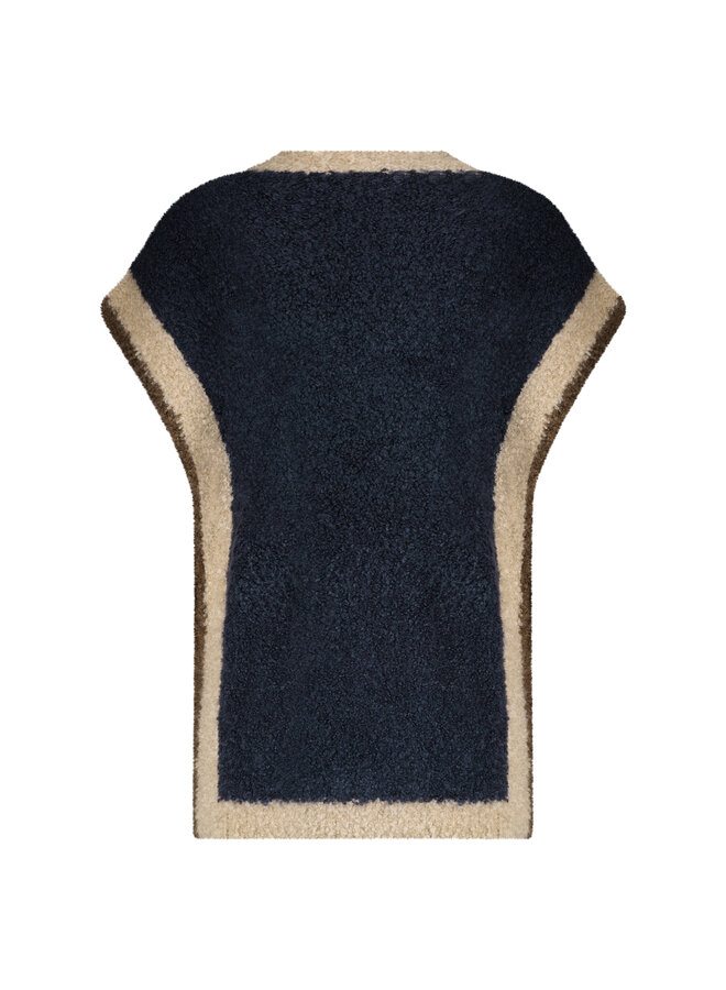 Spencer Sleeveless contrast rib indigo