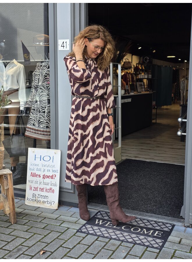 Jurk New Halesia choco/gesso