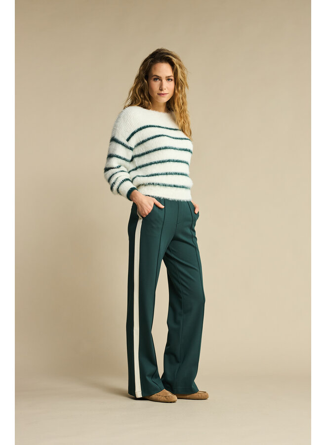 Trui Fuzzy stripe ecru/pine