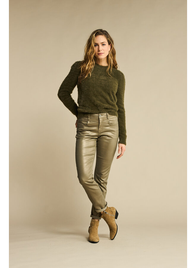 Trui Fuzzy puff sleeve olive