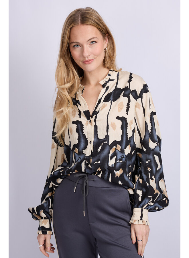 Blouse Lara sand/light jeans blue