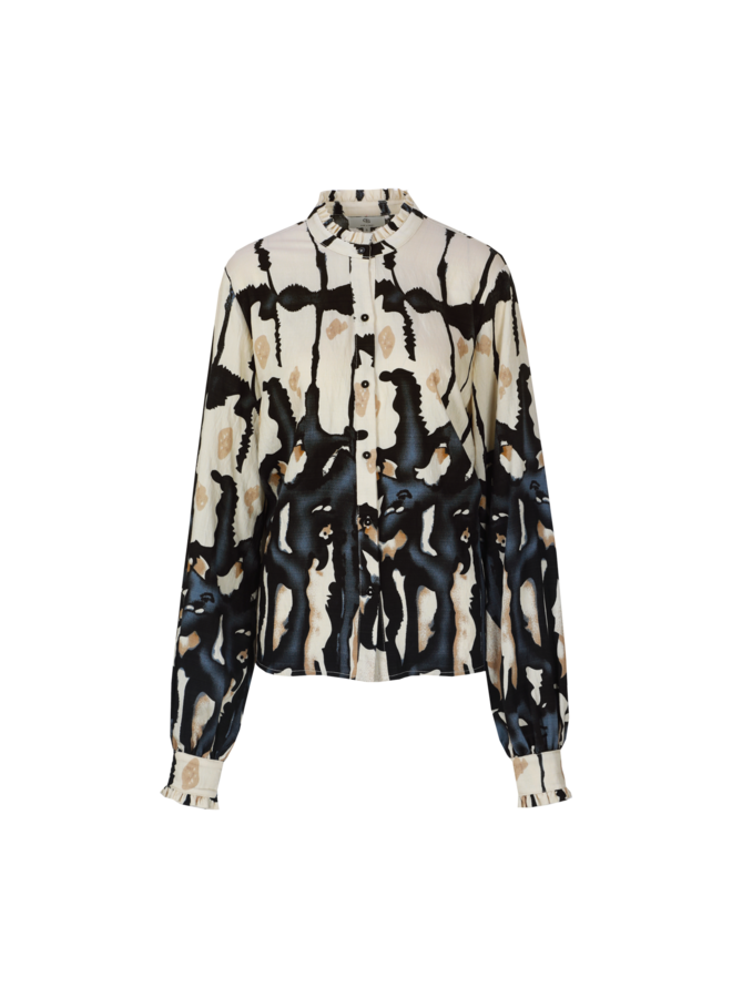 Blouse Lara sand/light jeans blue