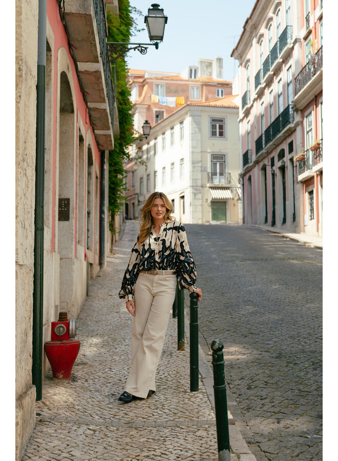 Blouse Lara sand/light jeans blue
