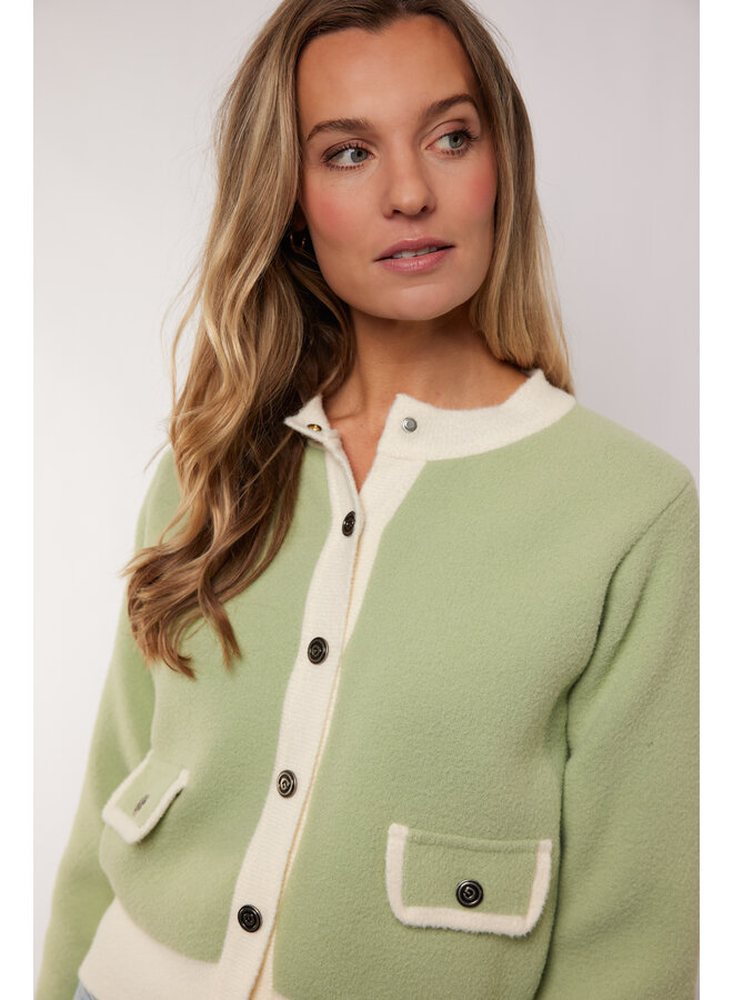 Jacket Maisy knit light moss/wool white
