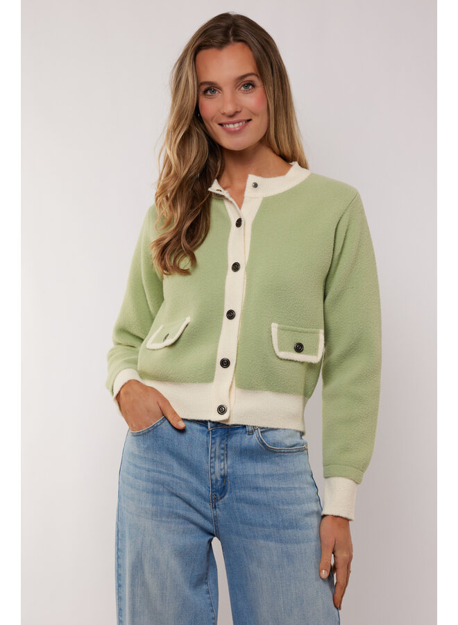 Jacket Maisy knit light moss/wool white